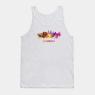 Cleveland skyline in watercolor Tank Top